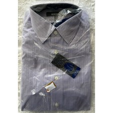 NWT Kenneth Cole Reaction Purple Gingham Slim Fit Shirt size M 15-15.5 34-35