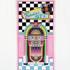 VitalCozy 71 x 35 Inch 1950s Party Decorations Retro 50s Fabric Door Cover 50...