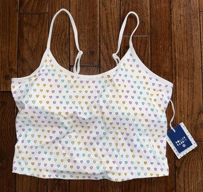 Roller Rabbit x Target Women s White Rainbow Disco Heart Crop Tank Top XL NWT