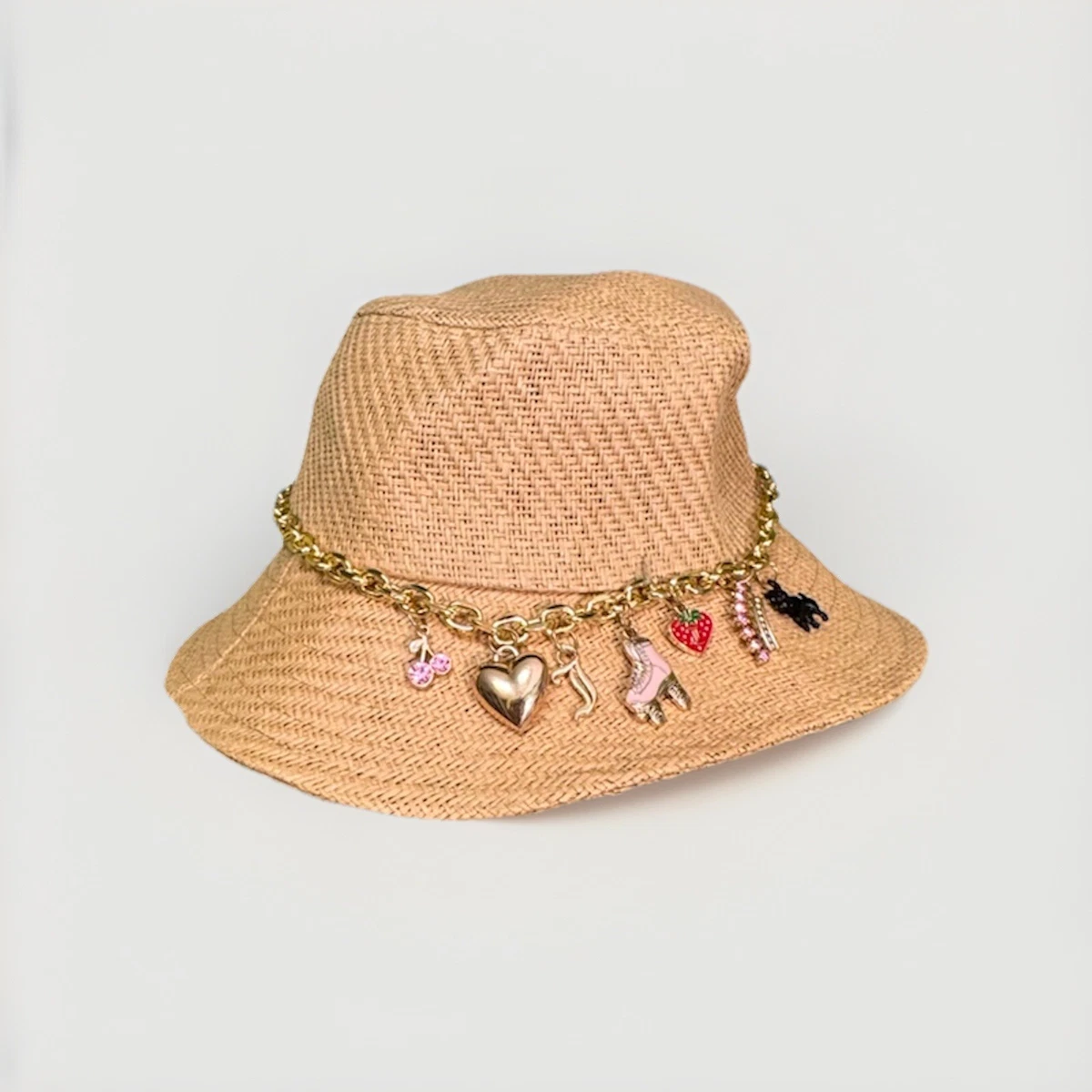 Juicy Couture Straw Floppy Sun Hat with Brown Leather Accents HAT JUICY COUTURE WOVEN RAFFIA FLOPPY SUN | Mercari main image 4