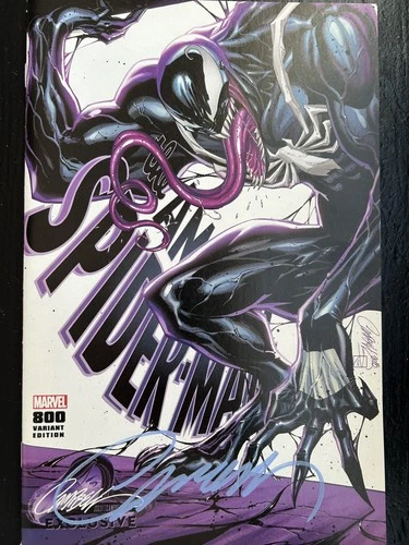 AMAZING SPIDERMAN 800 J SCOTT CAMPBELL SIGNED D VENOM VARIANT WITH COA NM