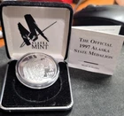 1997 Alaska Mint State Medallion 1 Oz Proof Silver Art Muskox Complete