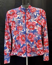Sigrid Olsen Golf  Tennis Floral Full Zip Activewear Jacket with UPF 50 SMALL