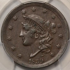 1839 Coronet Head Large Cent PCGS XF-45 "Silly Head"