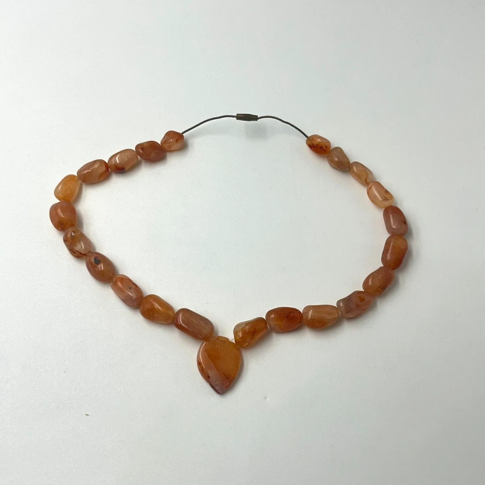 Collar colgante corazón mujer cornalina ágata natural vintage 9,5 pulgadas Foto 3 de 4