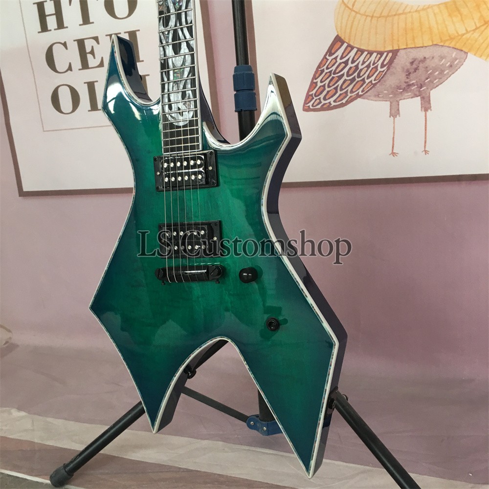 Custom Blue BC rich Style Electric Guitar HH Pickup Body