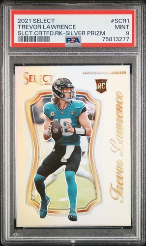 2021 PANINI SELECT CERTIFIED ROOKIE SILVER PRIZM #SCR1 TREVOR LAWRENCE RC PSA 9