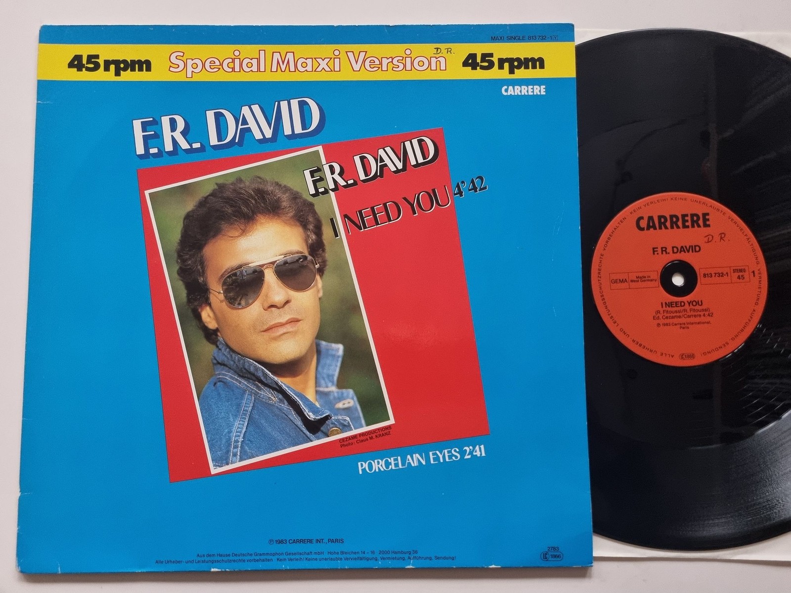 F.R. David - I Need You 12'' Vinyl Maxi Germany