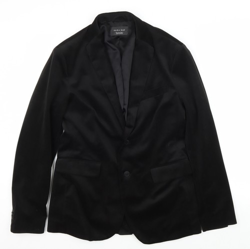 Zara Man Schwarz Blazer Herren L Einreiher Formell