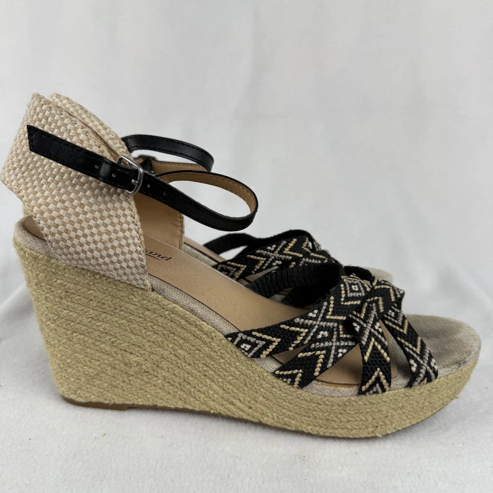 Sandalias alpargata de cuña Lucky Brand plataforma correa al tobillo tejida 8,5 Foto 4 de 4