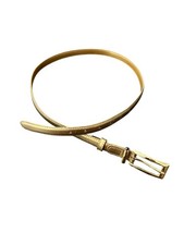 Amanda Smith Slim Faux Leather Belt Gold Sz XL Single Prong Adjustable Buckle