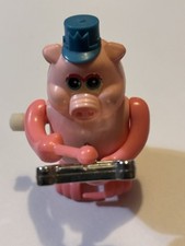 Vintage TOMY Wind Up Toy Pink Pig With Xylophone Not So Grand Band 1980s
