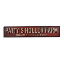 Custom Holler Farm City State Sign - Rustic Hand Made Vintage Wooden