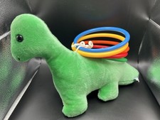 Vintage Plush Dinosaur Ring Toss Game Toy Stuffed Animal Eden Green Toddler