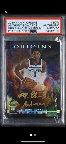 1/1 Anthony Edwards Panini Origins Gold Inscription Auto. 2020 RC Timberwolves