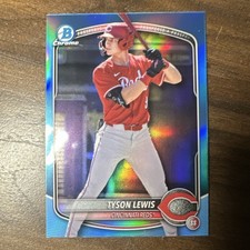 Topps 2025 Bowman Draft Tyson Lewis #BDC-32 Reds Chrome Sky Blue Refractor