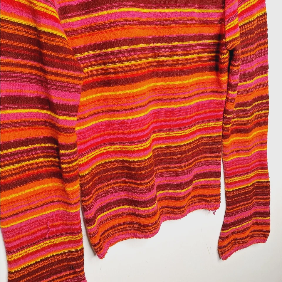 Suéter Vintage Años 90 Y2K Rayas Sin Límites Arco Iris Manga Larga Grunge Grande Foto 3 de 4