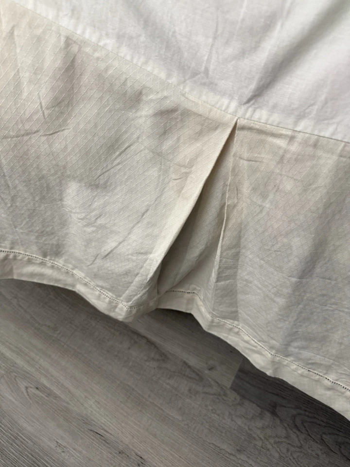 "Falda de cama Ralph Lauren WHITEHALL TONAL dobladillo crema marfil REINA 18"" caída" Foto 2 de 4