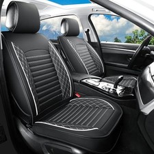 Leather Seat Covers for Cars,Car Seat Covers,Automotive Full Set Black-White