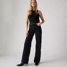 Hot Sale Levi's Ribcage Wide Leg Women's Jeans, Rosie Posie - Black
