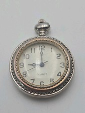 Vintage Style Quartz Pocket Watch Silver Tone White Dial Japan Movement