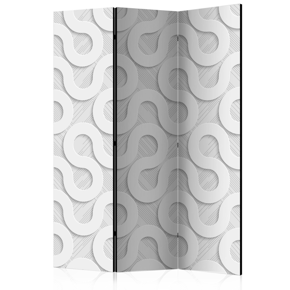 Paravent 3 volets Grey Spirals pour cacher le vis-à-vis d'une chambre