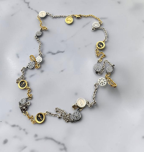 COACH Pave  Swarovski Crystals Enamel Horse and Carriage Coin Long Necklace $250