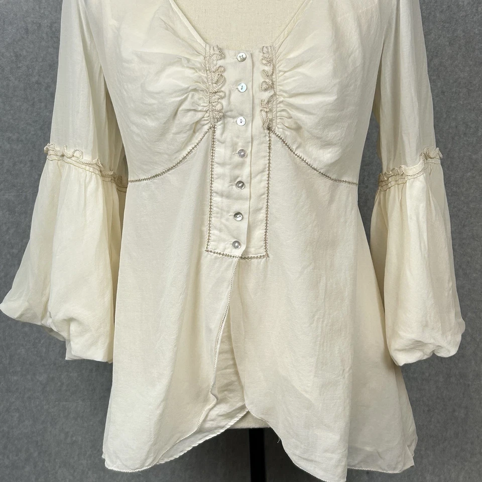 Vtg Studio M Womens Y2K Silk Babydoll Top Sheer Romantic Fairy Royalcore Sz XL - Image 4 of 4