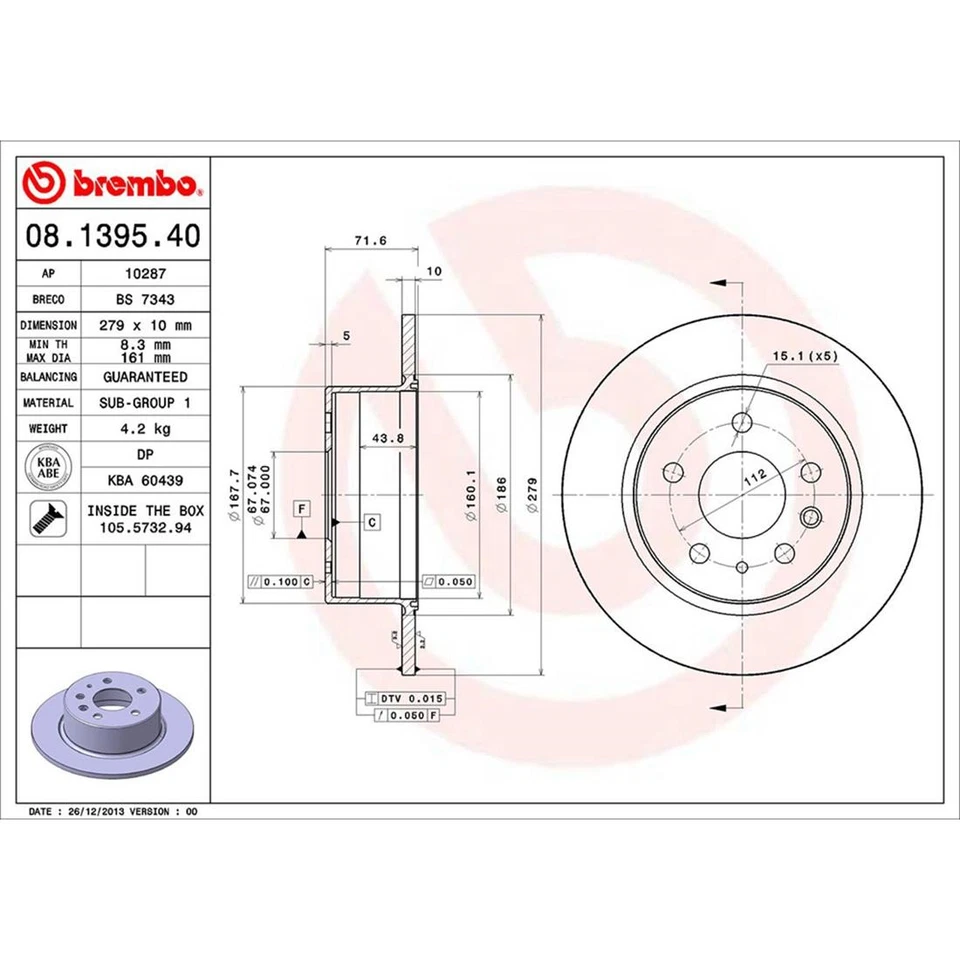 Se adapta a rotores de freno delanteros + traseros Mercedes-Benz 560SL 1986-1989 - Brembo Premium OE Foto 4 de 4