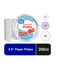 Great Value Disposable Paper Plates, 8.5", 200 Count