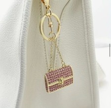 Pink PURSE Bling Rhinestone Keychain or Charm Key - Makes a Great Gift NEW