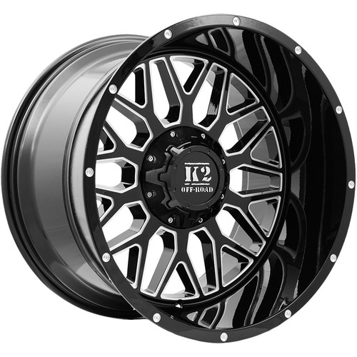 K2 Off-Road K08 Warrior 20x10 5x5.5"/5x150 -12mm Black/Milled Wheel Rim 20" Inch