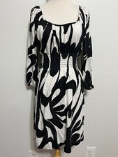 MICHAEL KORS Scoop Neck Shirred Waist Sheath Dress White & Black Size S
