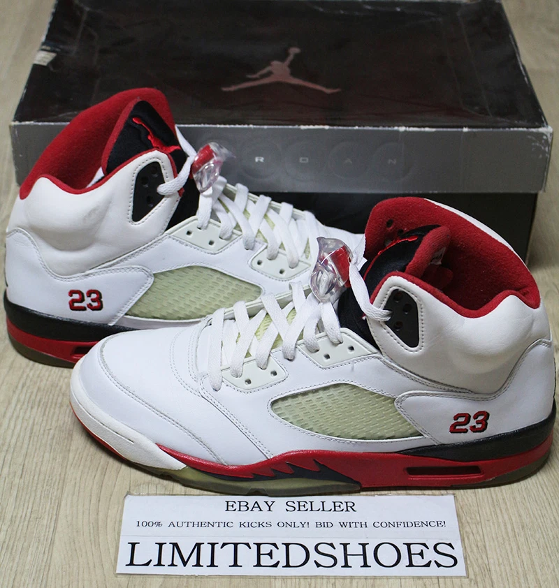 2006 NIKE AIR JORDAN 5 V RETRO ROUGE FEU 136027 162 US 11,5 peur suprême db 3 m