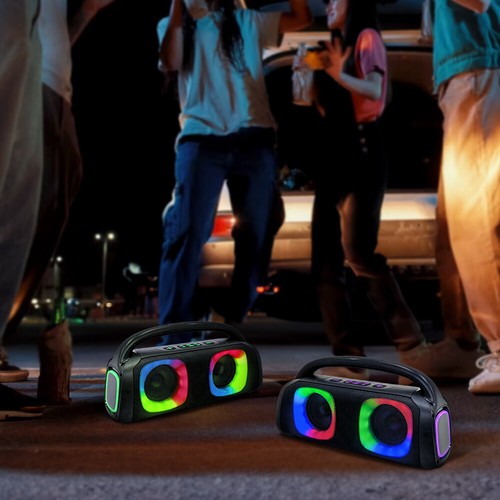5" Outdoor Portable Boombox Bluetooth Speaker with Dual Woofers and LED Lights - Picture 4 of 12