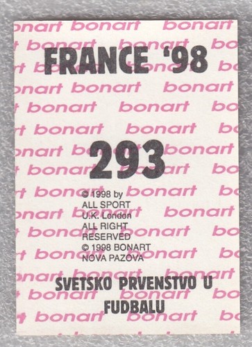 Football sticker KIM DO HOON South Korea FIFA WC France 1998 98 Bonart Yugoslavi - Picture 2 of 2