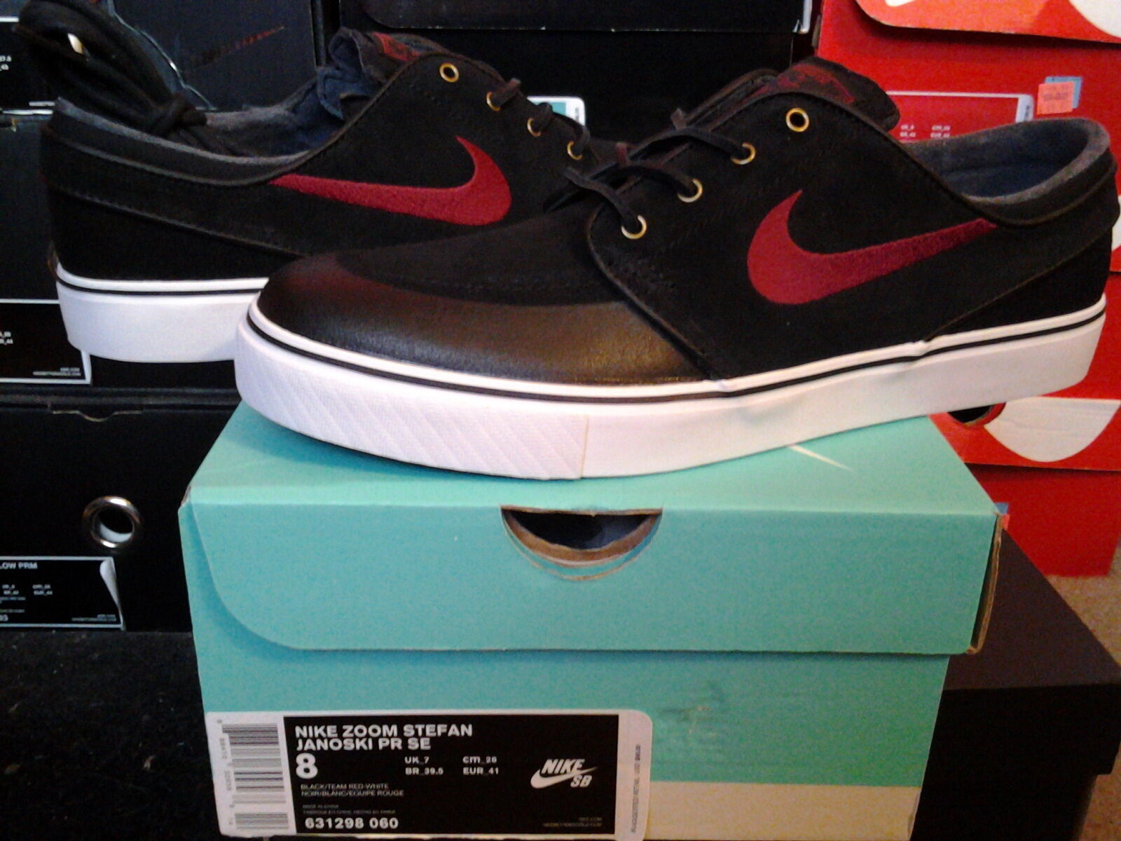 Nike Air Zoom Stefan Janoski SB PR Premium SE Black Red White sp 631298 060 | eBay