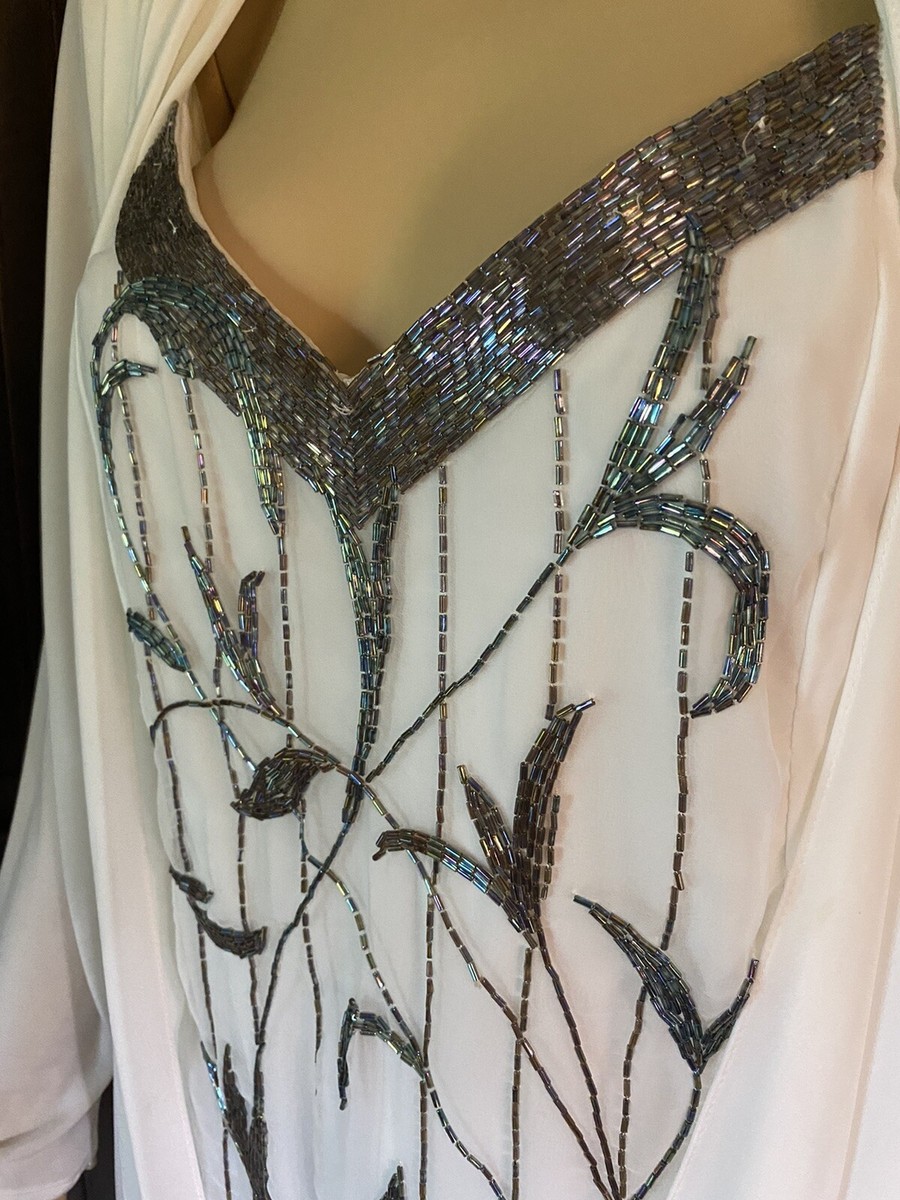Casadei Formal Beaded Gown Vintage 80's White Tiered Great Gatsby Style Size 6 | eBay Casadei Formal Beaded Gown Vintage 80's White Tiered Great Gatsby Style Size 6 | eBay