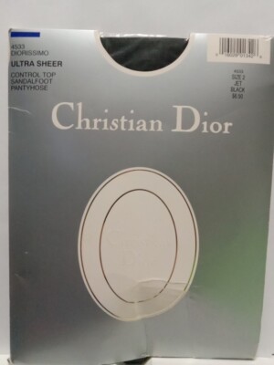 Christian Dior Ultra Sheer Control Top Sandalfoot Pantyhose Size 2 Jetblack