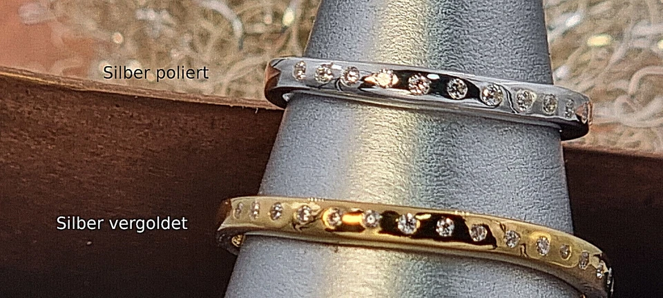 Sterling Silber 925 Ring 17 kl. Cirkonia dezent zierlich feminin auch vergoldet - Bild 1 von 4