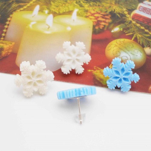 2 Pairs Resin Snowflake Earring Studs Women Christmas Earrings Party Jewelry