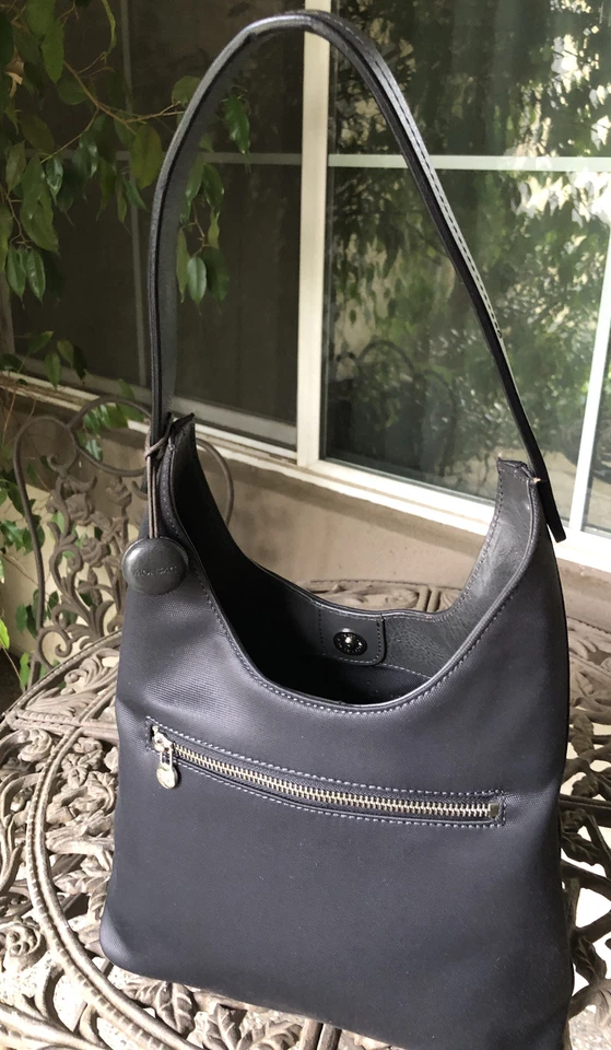 Monsac Negro Hobo Bolso de Hombro Cartera Cuero/Nylon Cuerpo Bolso de Mano Foto 2 de 4