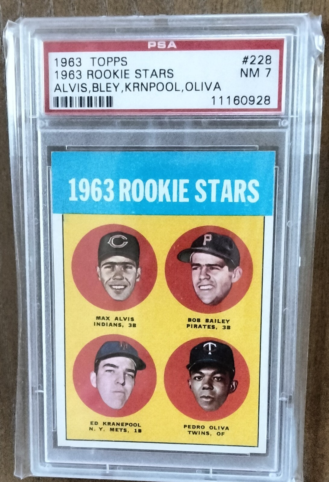 VINTAGE 1963 TOPPS BB CARD # 228 TONY OLIVA ROOKIE PSA 7 NM w/ BONUS * LOOK *