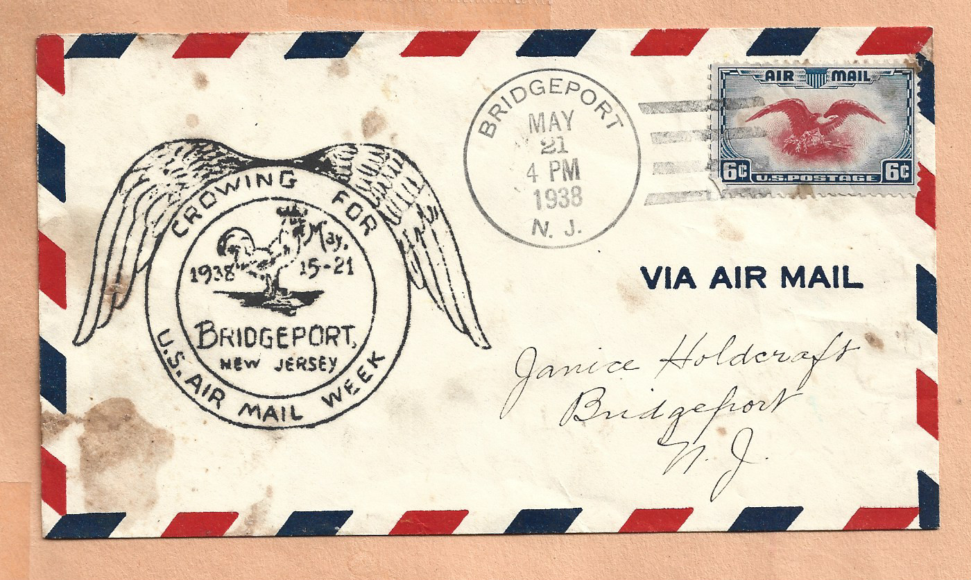 C23 FIRST FLIGHT BRIDGEPORT NJ MAY 21,1938 NATIONAL AIR MAIL WEEK