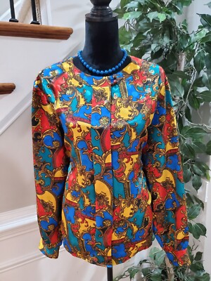 Vintage Laura & Layne Multicolor 100% Polyester Long Sleeve Top Blouse Size 16