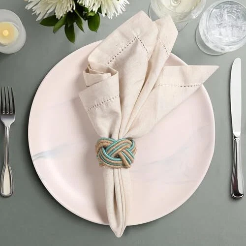 Color Blend Cotton Linen Napkins Set of 12 - 18" x 18" (Set of 1) Natural - Image 4 of 4
