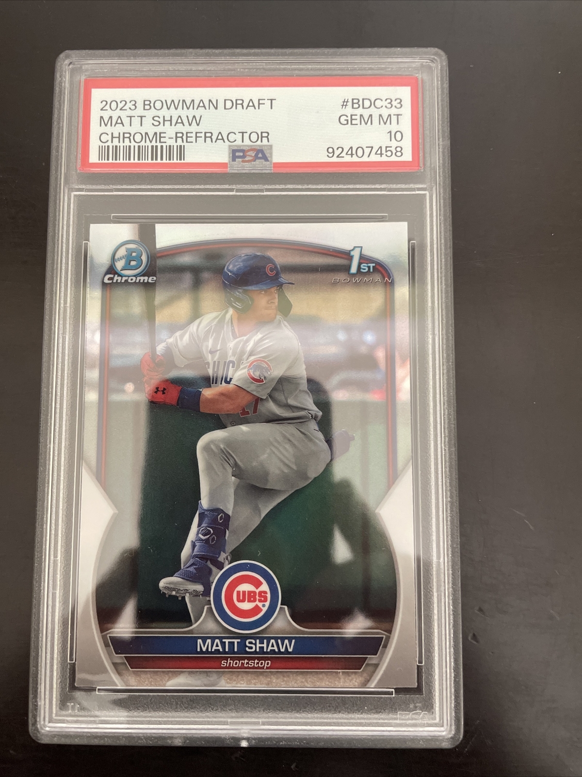 2023 Bowman Draft Chrome 1st Matt Shaw Refractor #BDC-33 Cubs PSA 10 Gem Mint