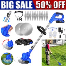 21V Electric Cordless Grass Trimmer Strimmer Garden Edger Cutter w/ 1/2 Battery