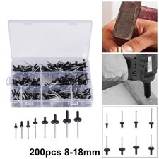 200Pcs 8-18mm Assorted Black Pop Rivets Rivet Ord & Wide Flange Aluminum Alloy
