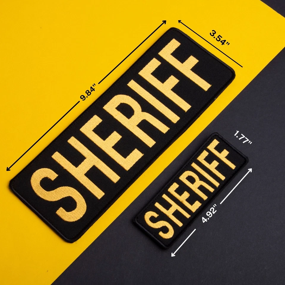 2-Piece Embroidered Sheriff Patch for Vest, Jacket, Hook & Loop, Large & Small - Image 2 of 4